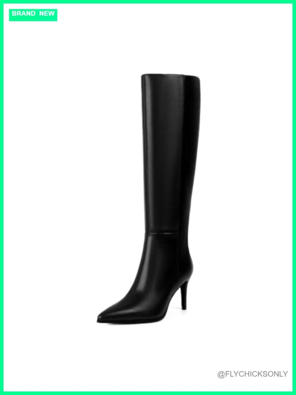 Knee High Boots Pointed Toe Stiletto Heel Faux Leather Tall Dressy